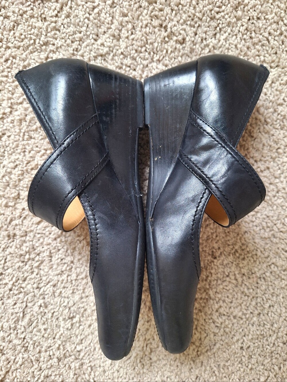 ECCO Black Leather Mary Janes Comfortable Wedge Pumps Heels Womens Size 7.5 38 - Picture 5 of 10